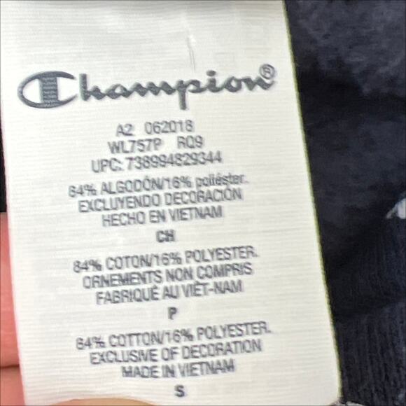 Champion Reverse Weave All Over Print Hoodie Blue White Small - Picture 11 of 12